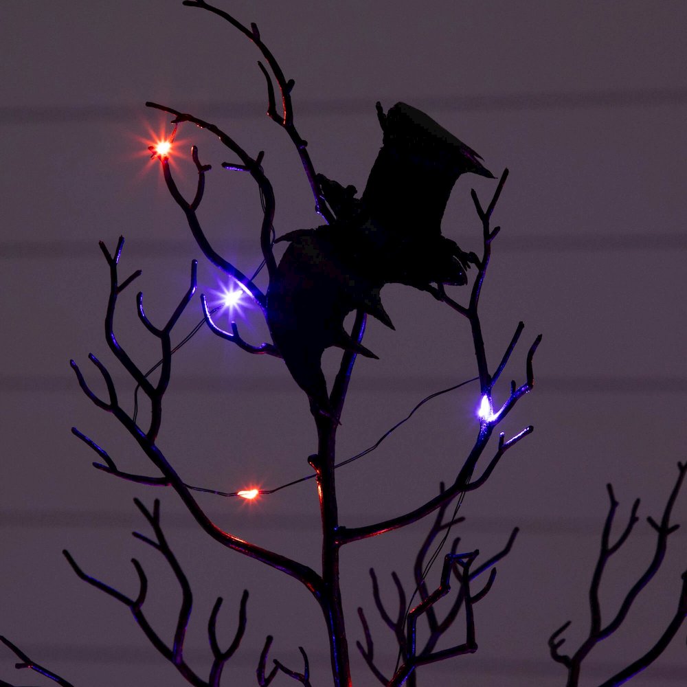 4ft. Pre-Lit Artificial Halloween Black Spooky Twig Tree with Bats. Picture 7