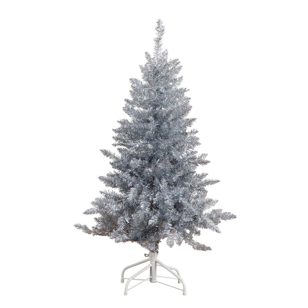 4ft. Artificial Silver Christmas Tree with 130 Cool White LED Lights. Picture 4