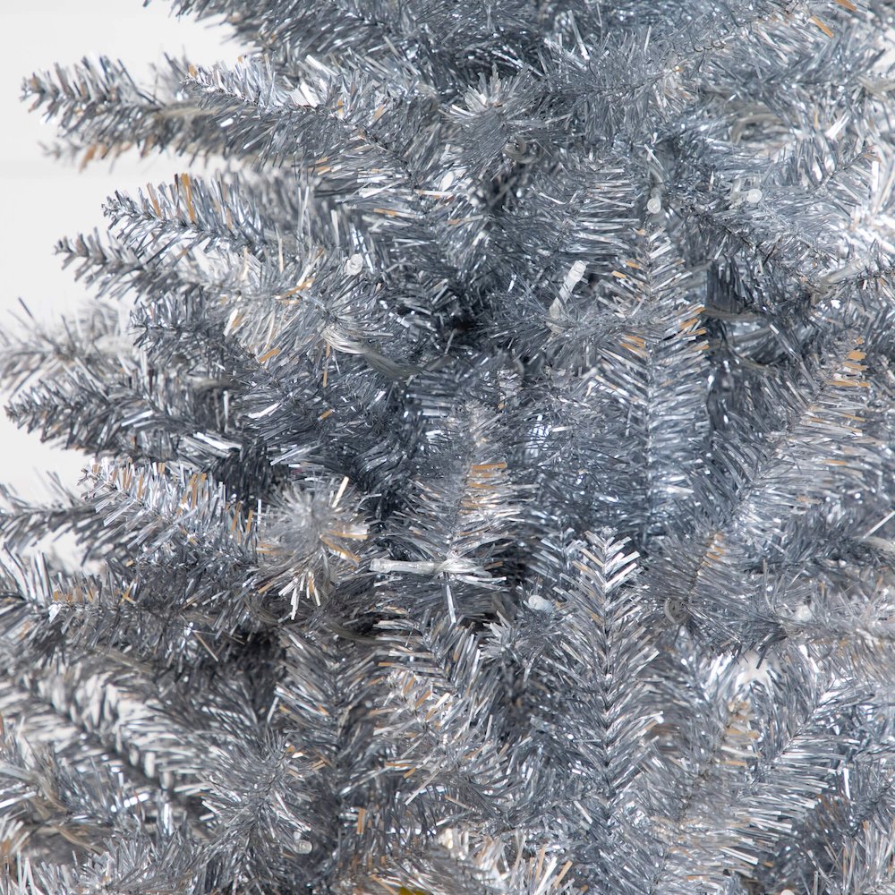 4ft. Artificial Silver Christmas Tree with 130 Cool White LED Lights. Picture 2