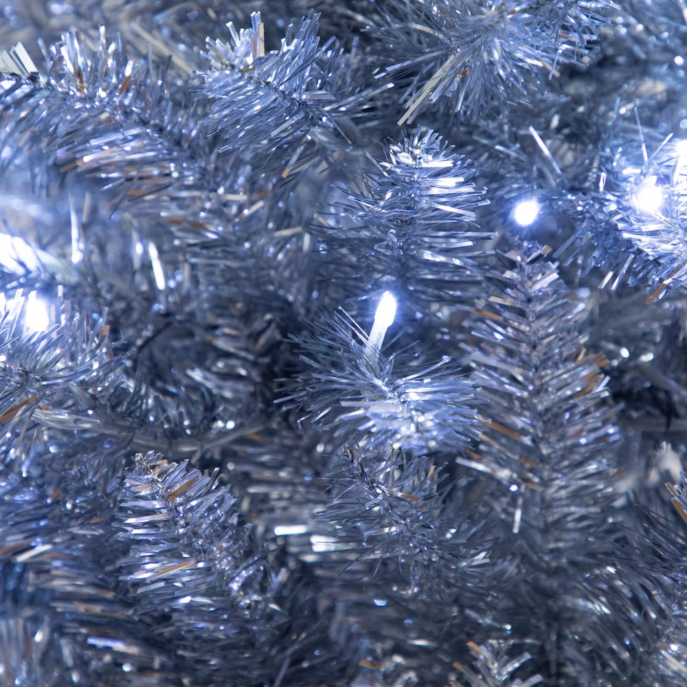 4ft. Artificial Silver Christmas Tree with 130 Cool White LED Lights. Picture 5