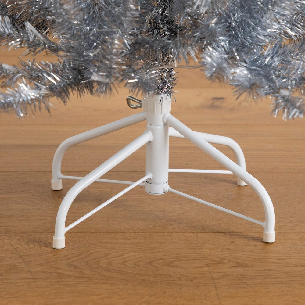 4ft. Artificial Silver Christmas Tree with 130 Cool White LED Lights. Picture 6