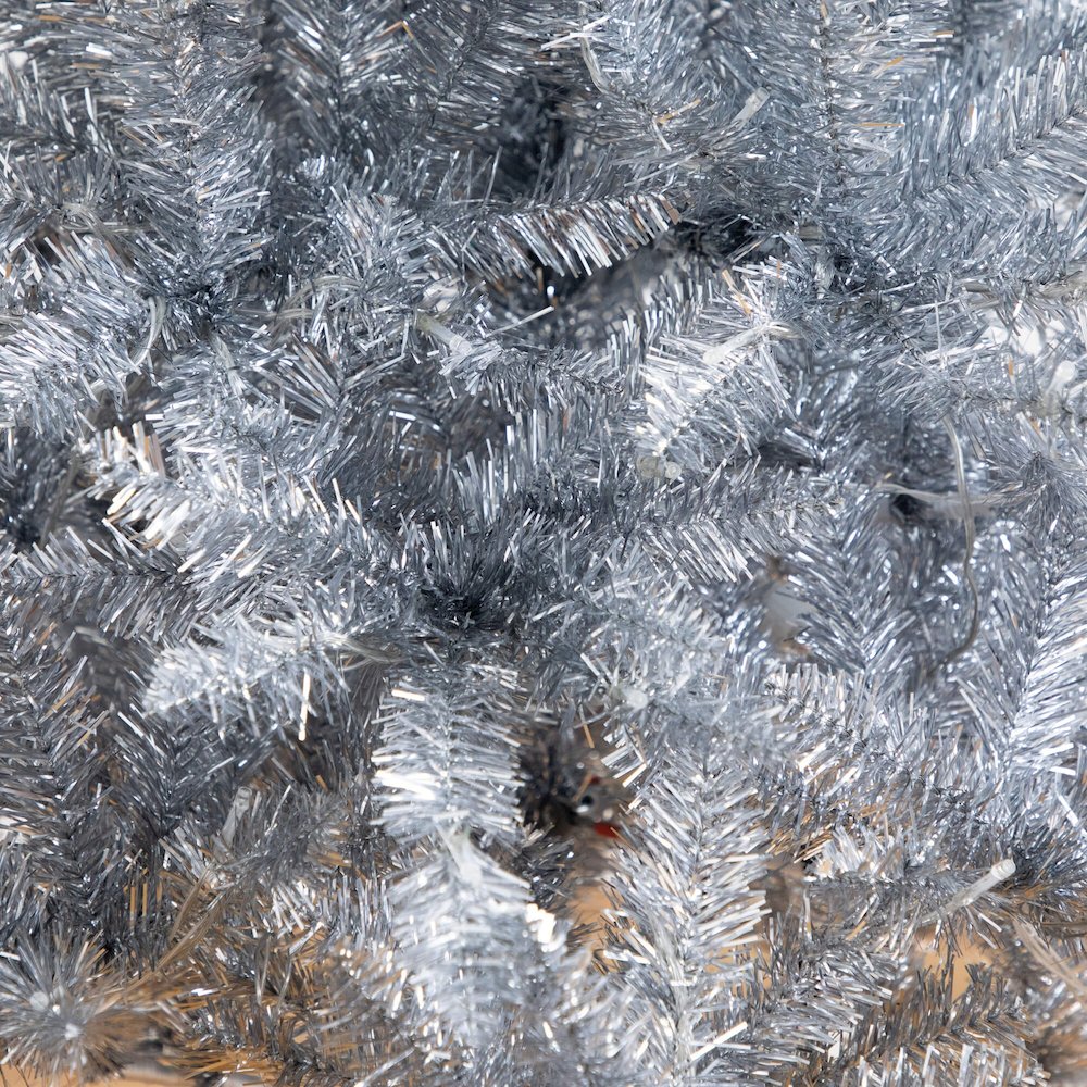 6ft. Artificial Silver Christmas Tree with 300 Cool White LED Lights. Picture 4