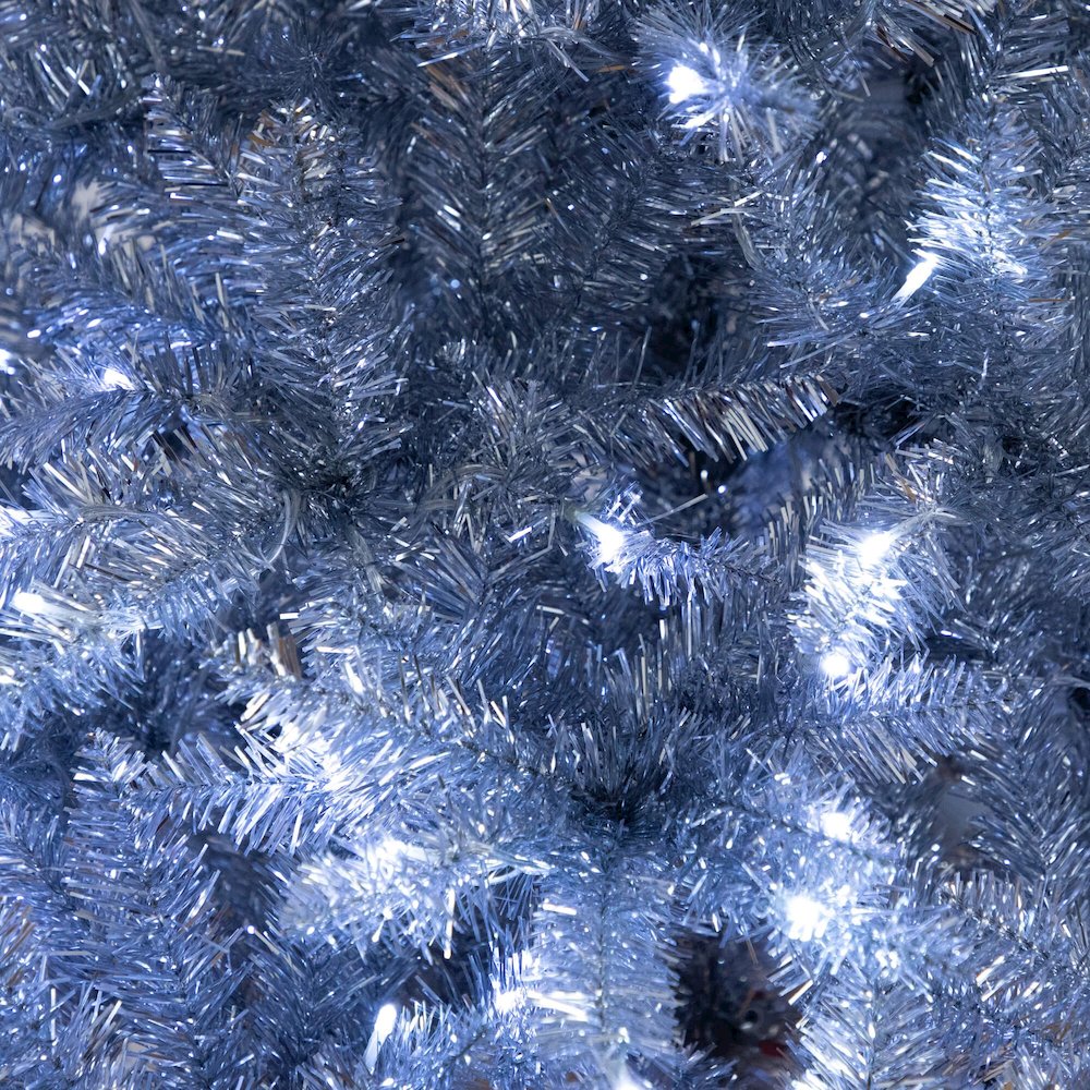 6ft. Artificial Silver Christmas Tree with 300 Cool White LED Lights. Picture 5