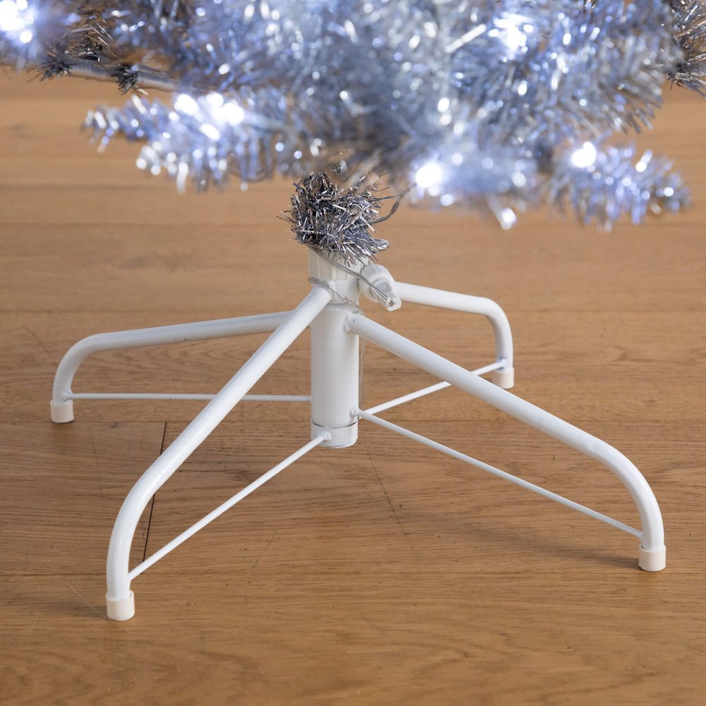 6ft. Artificial Silver Christmas Tree with 300 Cool White LED Lights. Picture 3