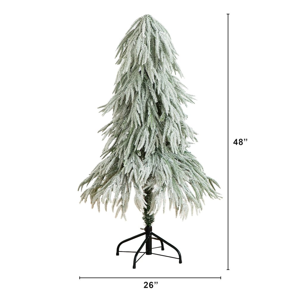 4ft. Flocked Down Swept Artificial Christmas Tree with 110 LED Lights. Picture 1