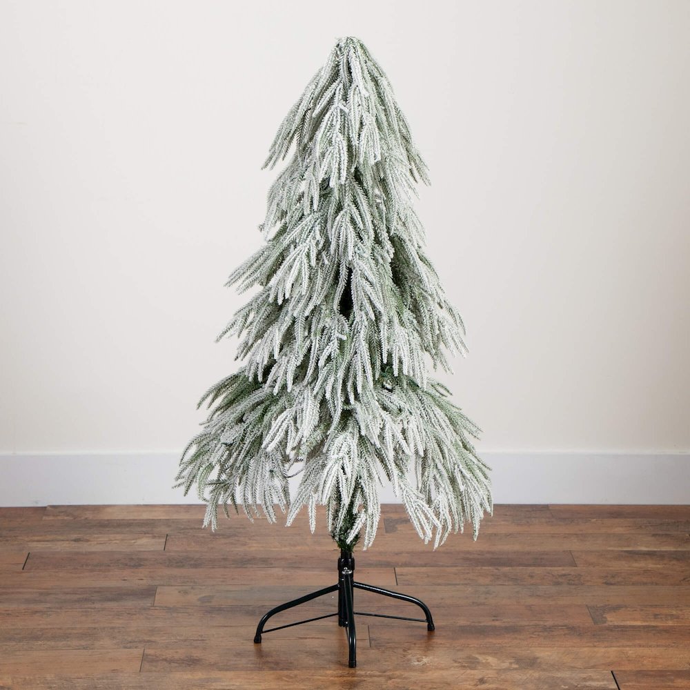 4ft. Flocked Down Swept Artificial Christmas Tree with 110 LED Lights. Picture 7
