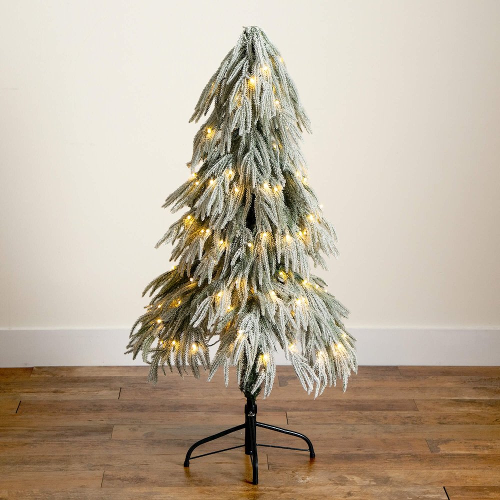 4ft. Flocked Down Swept Artificial Christmas Tree with 110 LED Lights. Picture 4