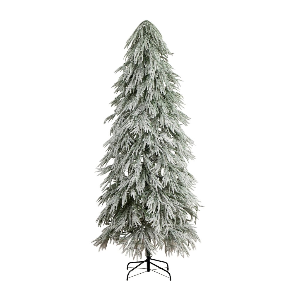 7ft. Flocked Down Swept Artificial Christmas Tree with 300 LED Lights. Picture 1