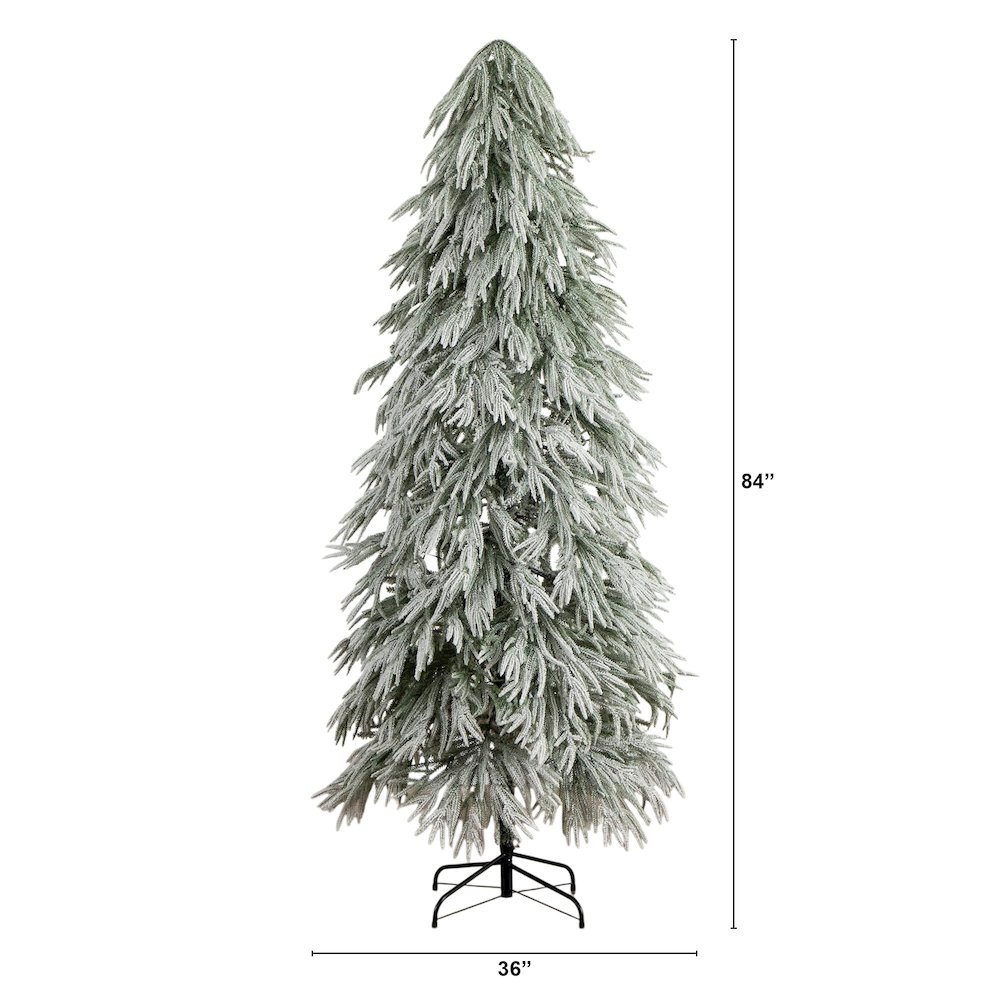 7ft. Flocked Down Swept Artificial Christmas Tree with 300 LED Lights. Picture 8