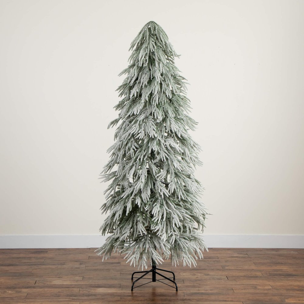 7ft. Flocked Down Swept Artificial Christmas Tree with 300 LED Lights. Picture 2