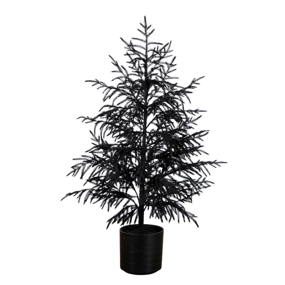 4ft. Artificial Halloween Real Touch Black Norfolk Pine Christmas Tree. Picture 3