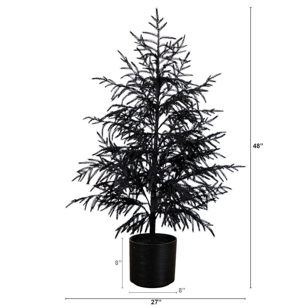 4ft. Artificial Halloween Real Touch Black Norfolk Pine Christmas Tree. Picture 1