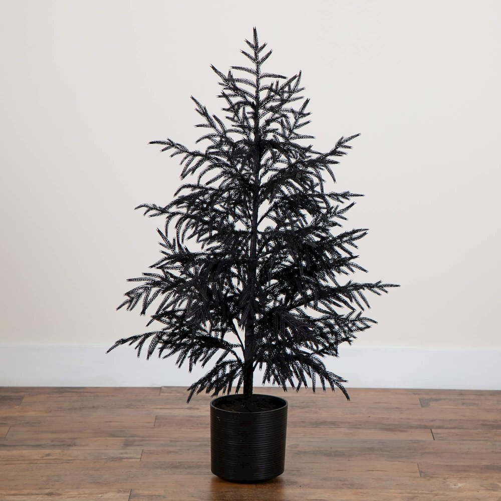 4ft. Artificial Halloween Real Touch Black Norfolk Pine Christmas Tree. Picture 6