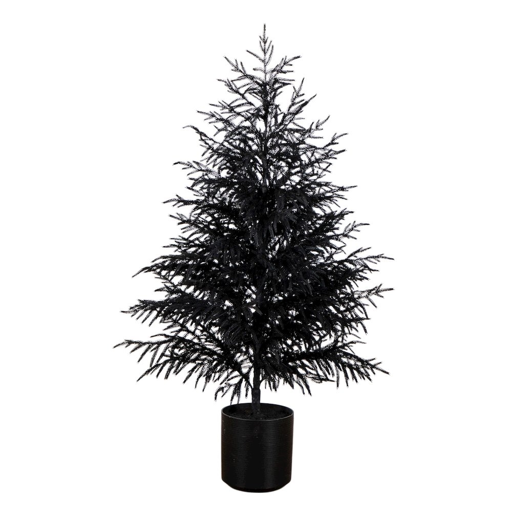 5ft. Artificial Halloween Real Touch Black Norfolk Pine Christmas Tree. Picture 1