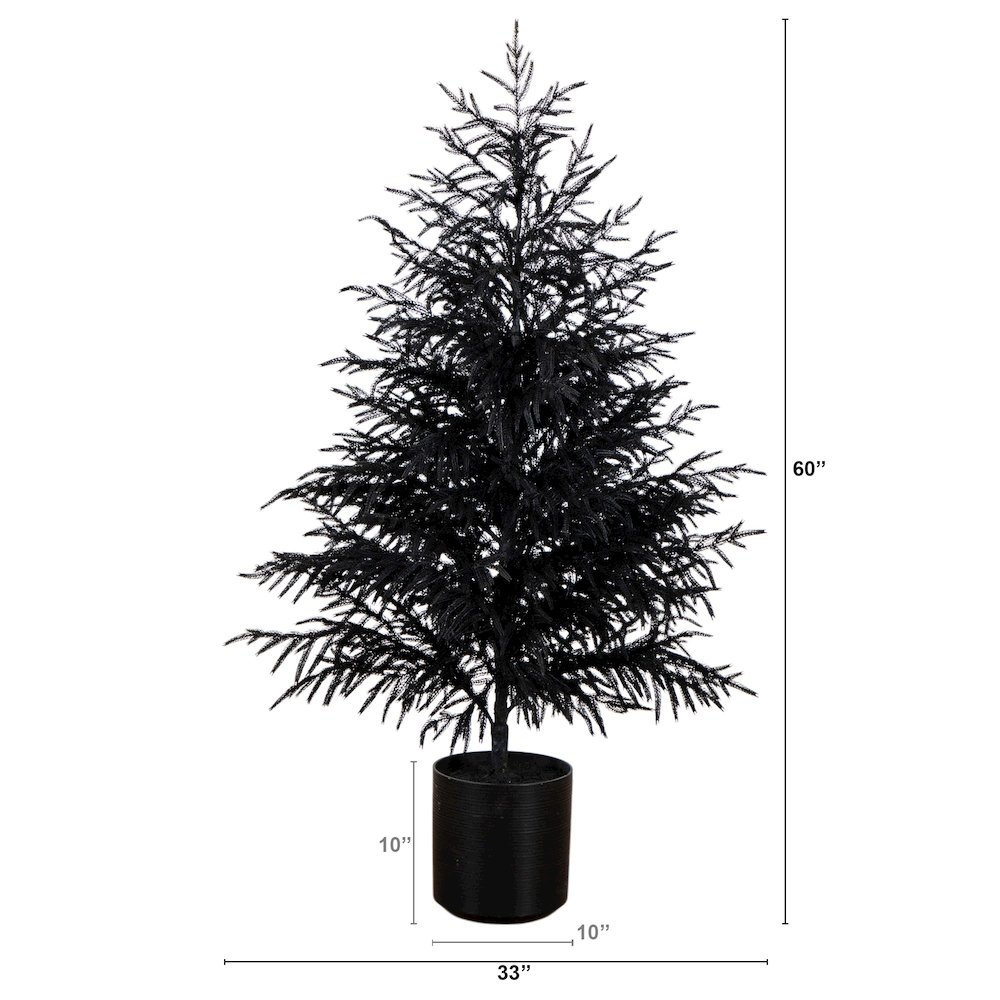 5ft. Artificial Halloween Real Touch Black Norfolk Pine Christmas Tree. Picture 7