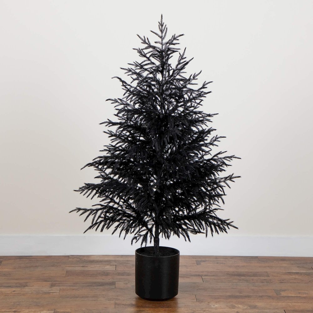 5ft. Artificial Halloween Real Touch Black Norfolk Pine Christmas Tree. Picture 2