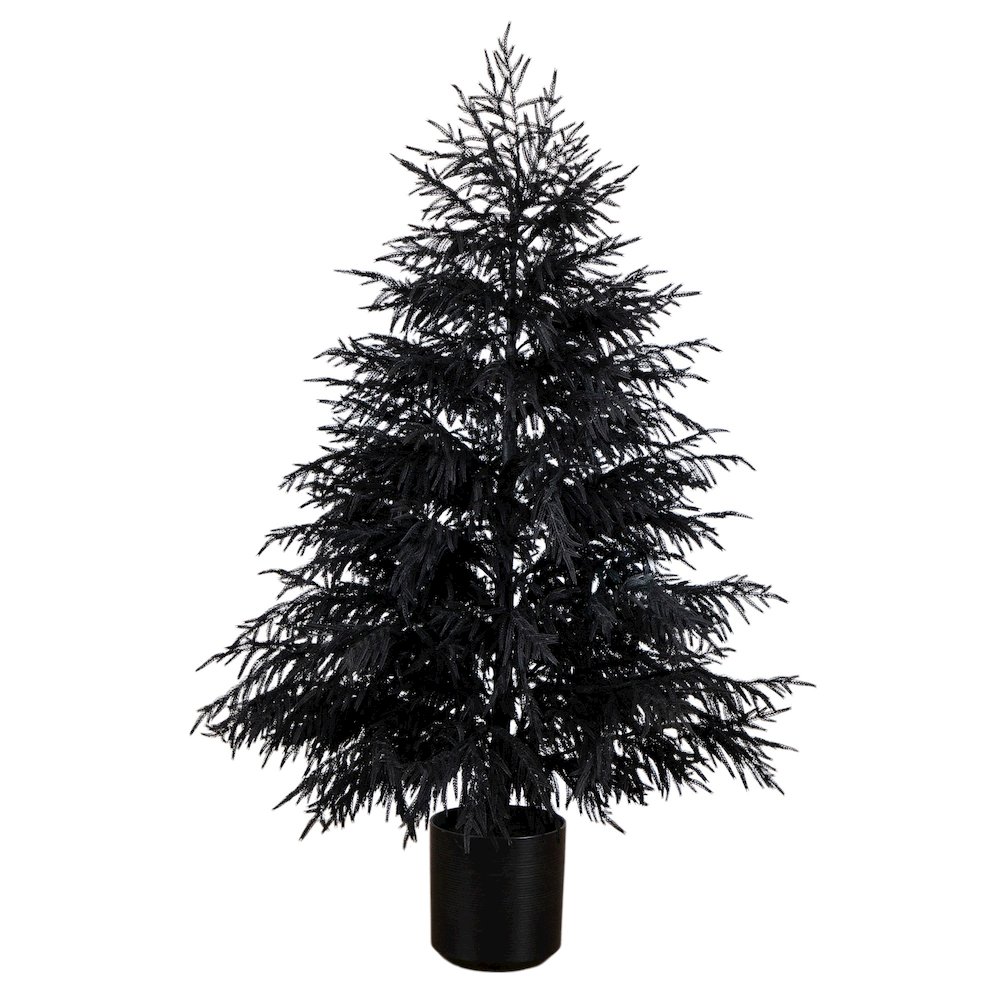 6ft. Artificial Halloween Real Touch Black Norfolk Pine Christmas Tree. Picture 6