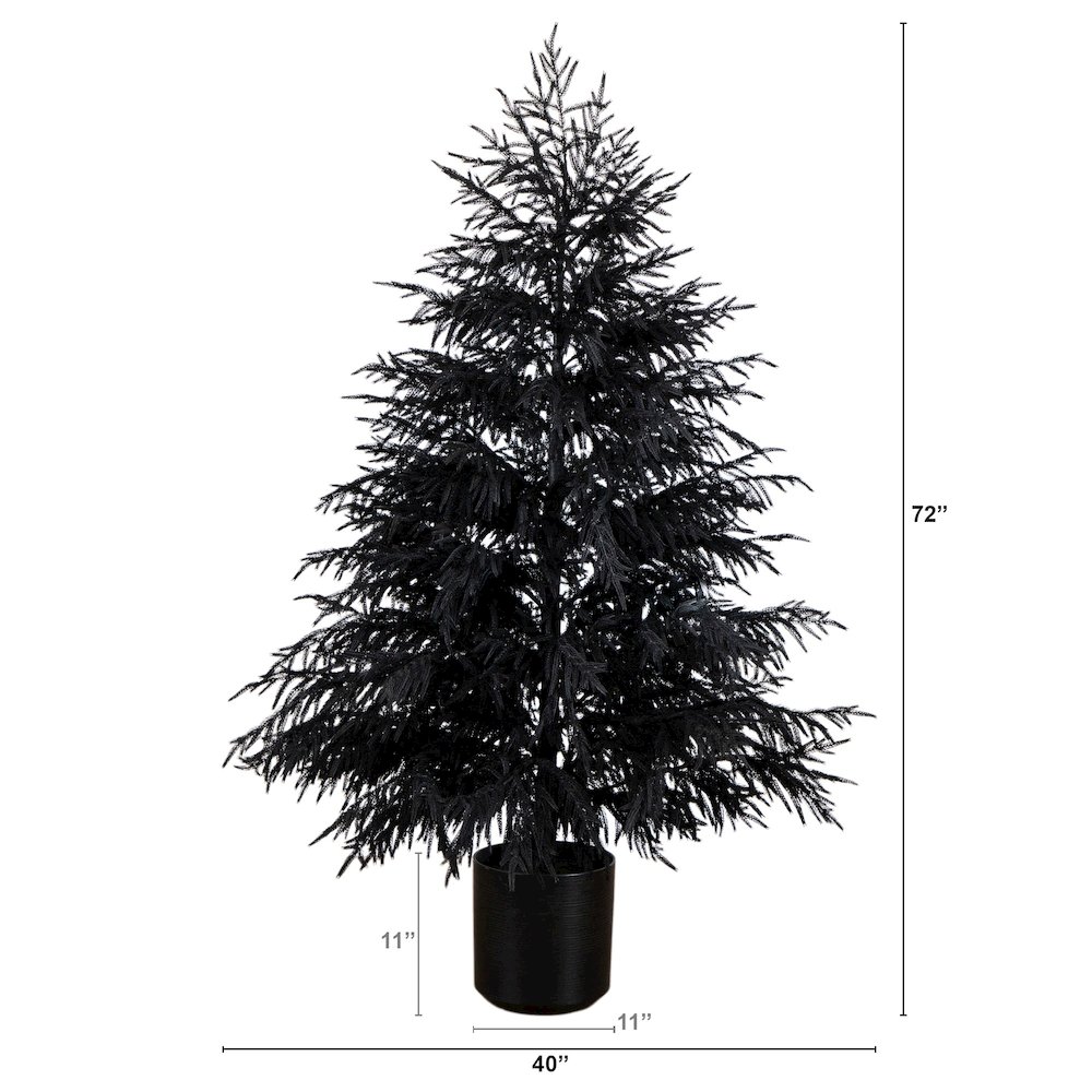 6ft. Artificial Halloween Real Touch Black Norfolk Pine Christmas Tree. Picture 1