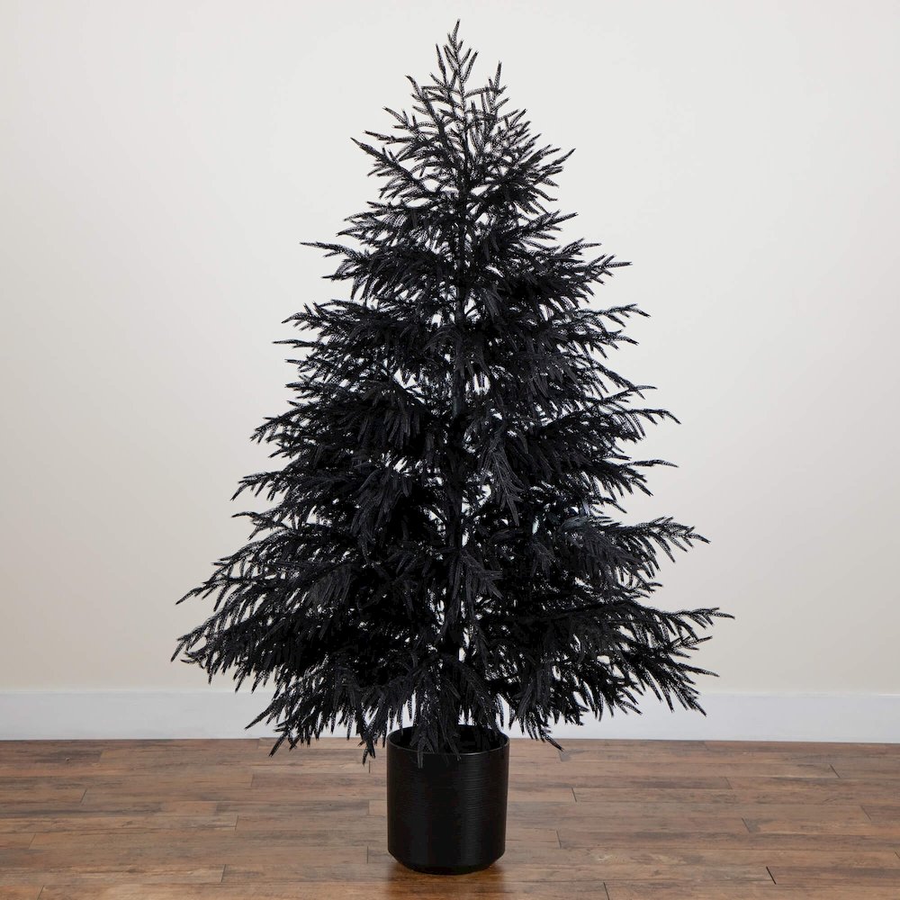 6ft. Artificial Halloween Real Touch Black Norfolk Pine Christmas Tree. Picture 7