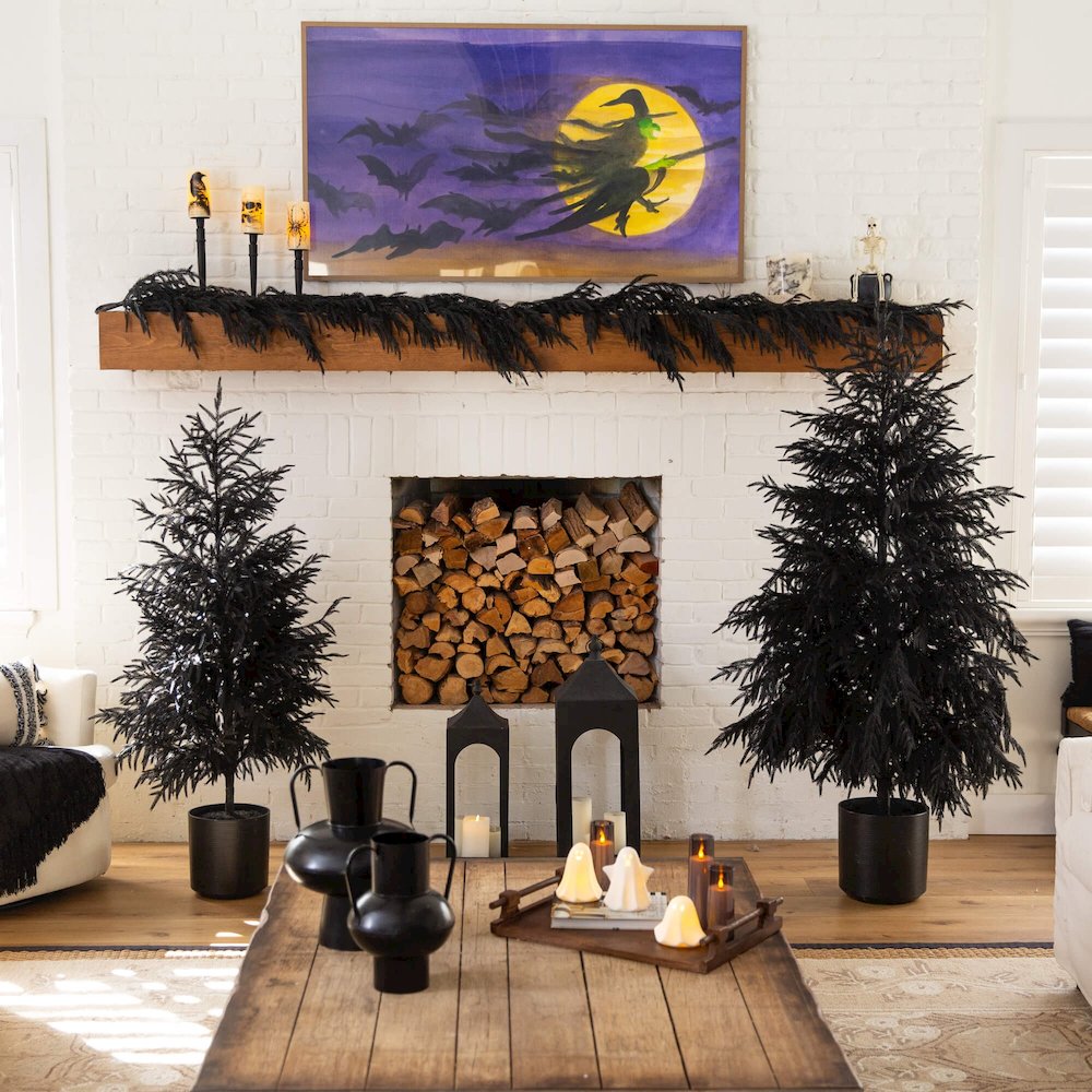 6ft. Artificial Halloween Real Touch Black Norfolk Pine Christmas Tree. Picture 4