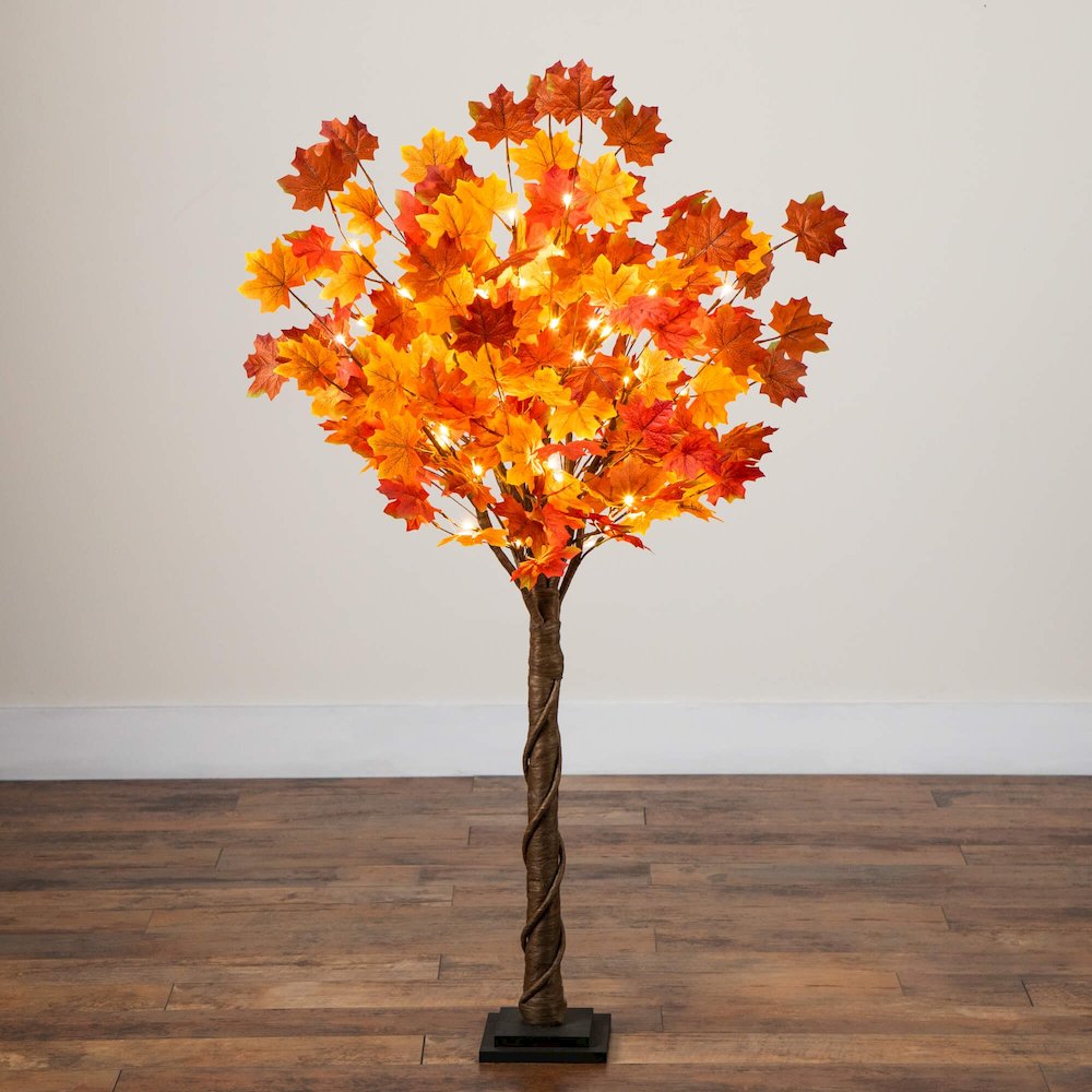 4ft. Pre-Lit Deluxe Autumn Maple Artificial Fall Tree with 68 LED Lights. Picture 5