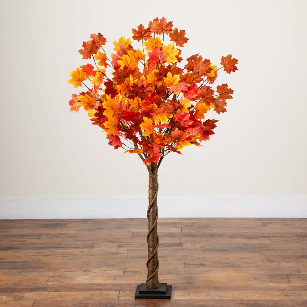 4ft. Pre-Lit Deluxe Autumn Maple Artificial Fall Tree with 68 LED Lights. Picture 2