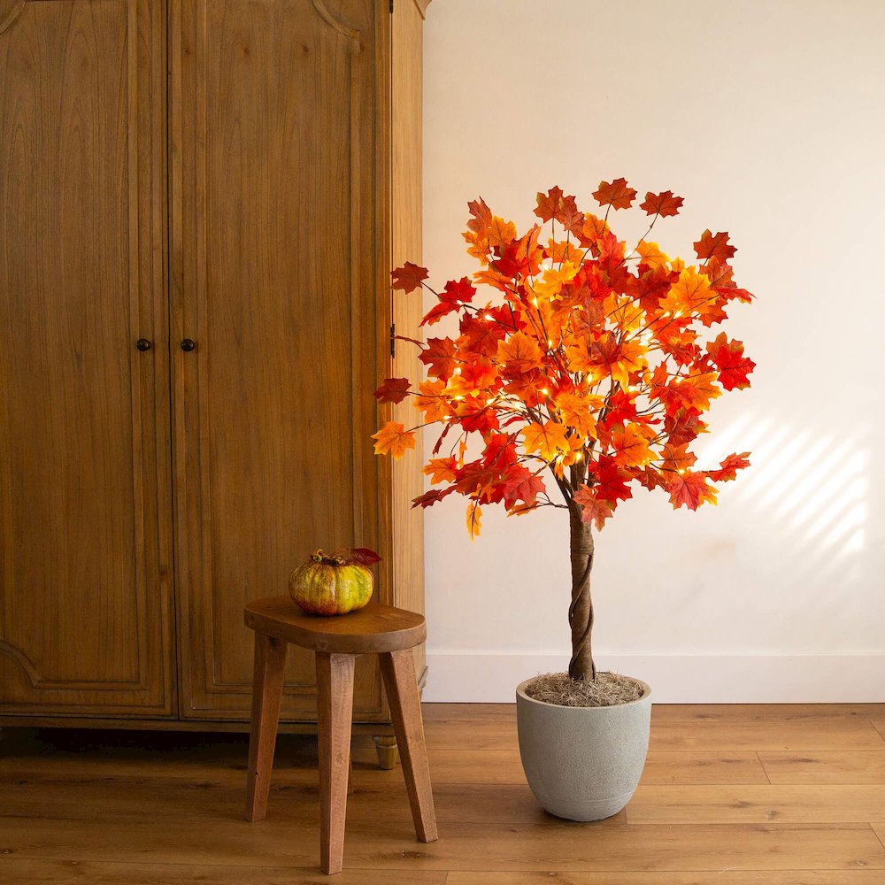 4ft. Pre-Lit Deluxe Autumn Maple Artificial Fall Tree with 68 LED Lights. Picture 7