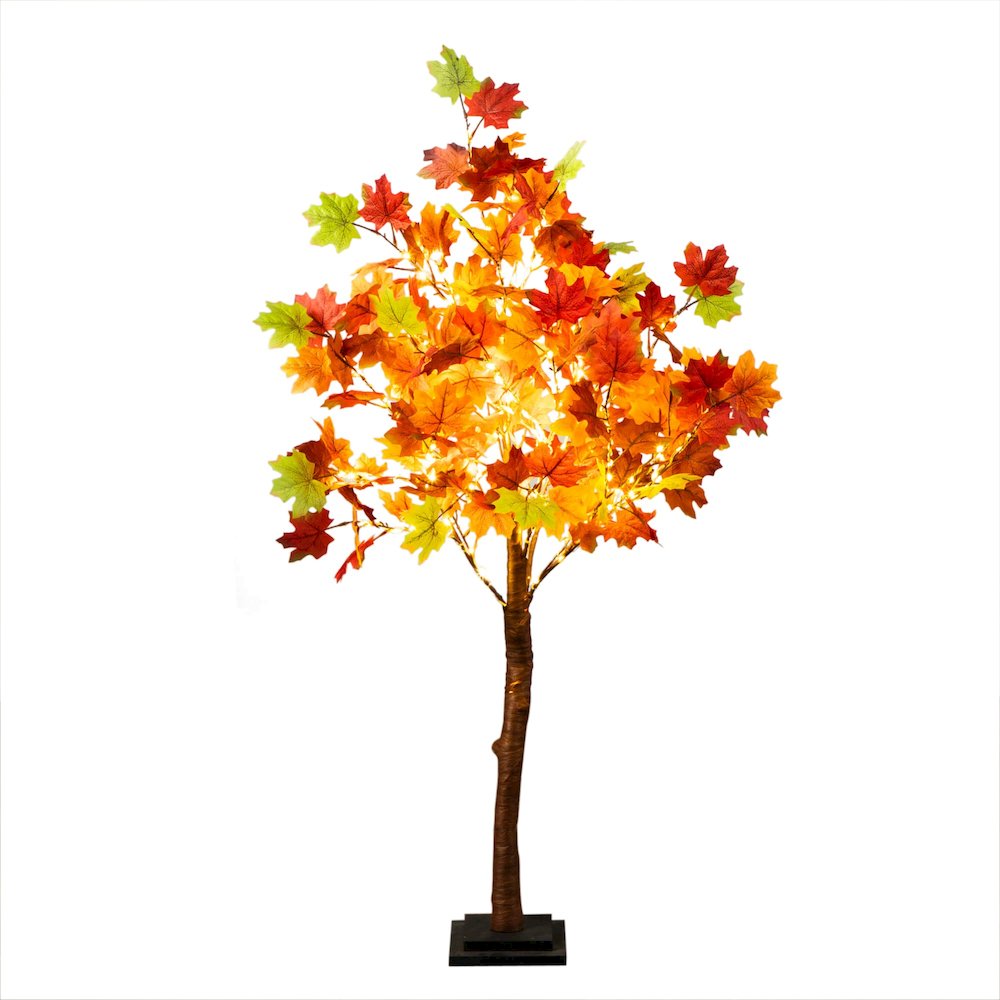 4ft. Pre-Lit Shades of Autumn Maple Artificial Fall Tree with 180 LED Lights. Picture 1