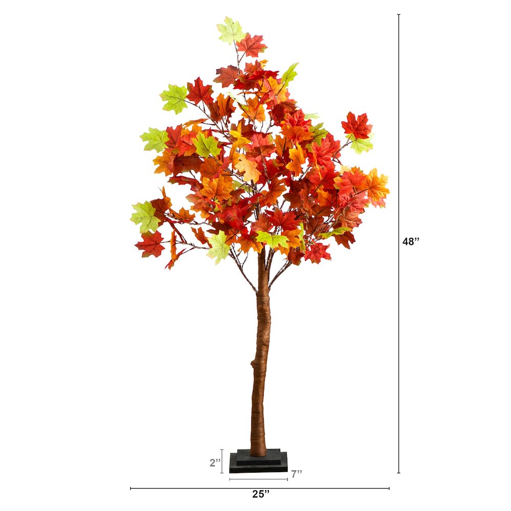 4ft. Pre-Lit Shades of Autumn Maple Artificial Fall Tree with 180 LED Lights. Picture 9