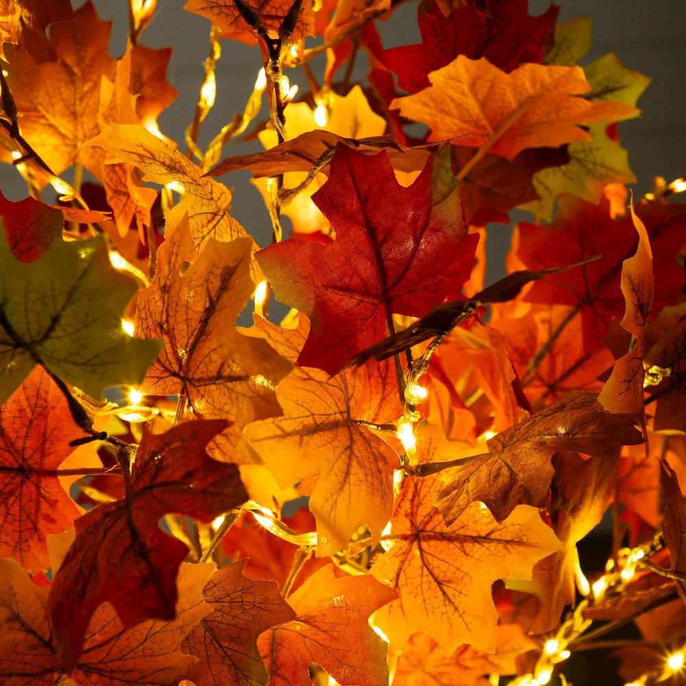 4ft. Pre-Lit Shades of Autumn Maple Artificial Fall Tree with 180 LED Lights. Picture 6