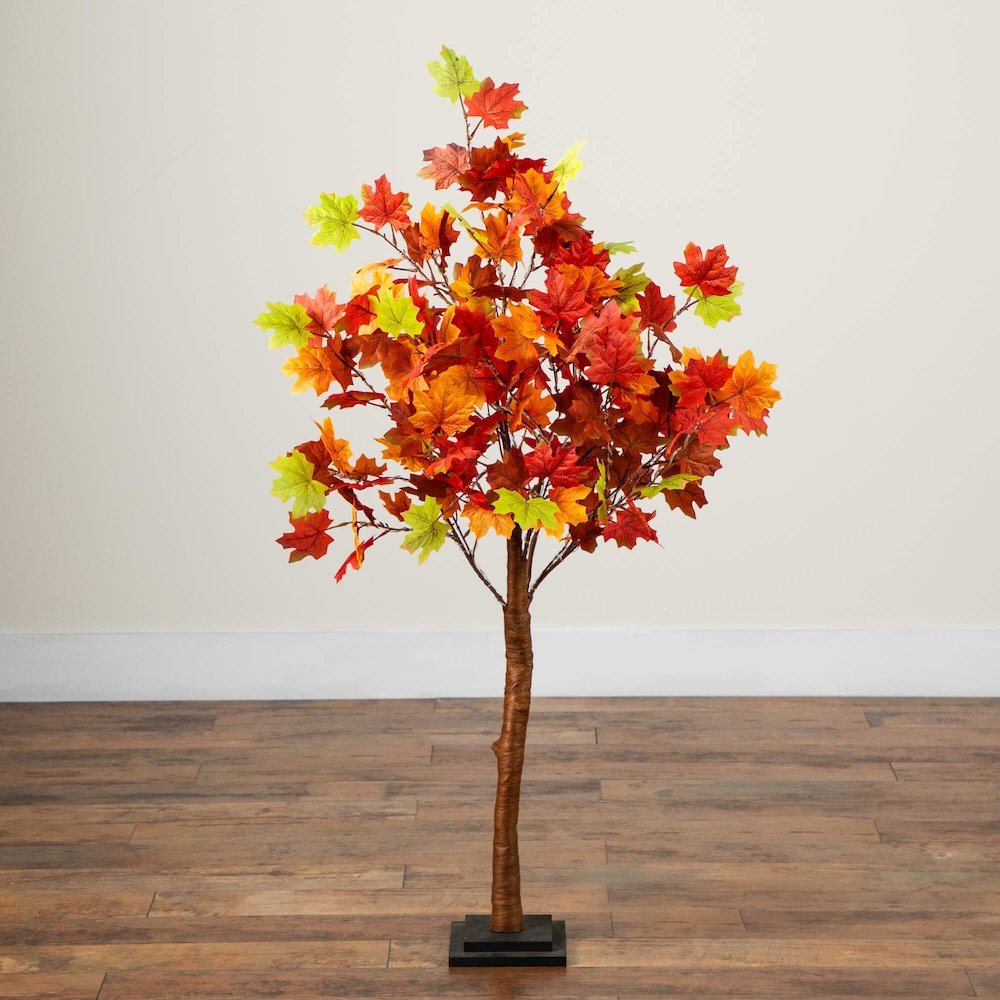 4ft. Pre-Lit Shades of Autumn Maple Artificial Fall Tree with 180 LED Lights. Picture 2
