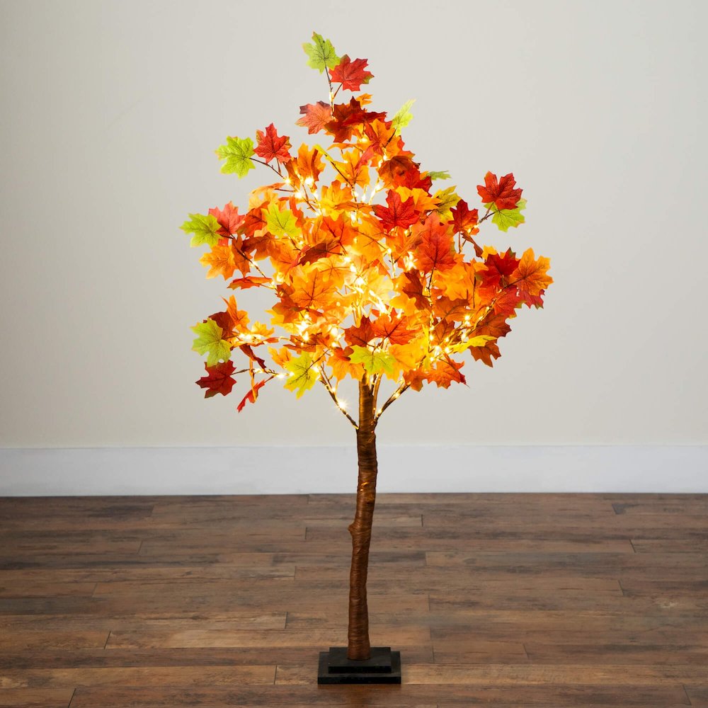 4ft. Pre-Lit Shades of Autumn Maple Artificial Fall Tree with 180 LED Lights. Picture 3