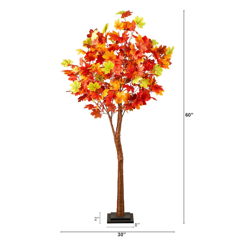 5ft. Pre-Lit Shades of Autumn Maple Artificial Fall Tree with 270 LED Lights. Picture 1