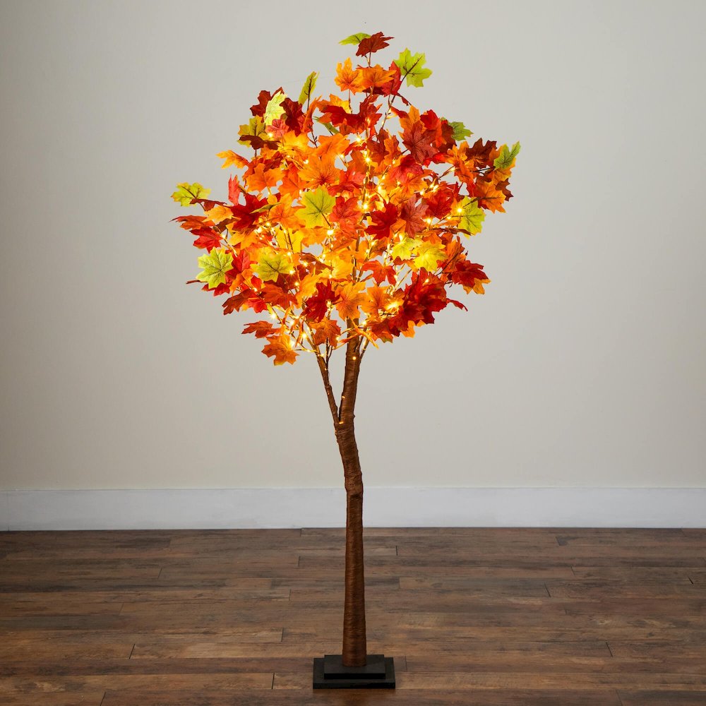 5ft. Pre-Lit Shades of Autumn Maple Artificial Fall Tree with 270 LED Lights. Picture 8