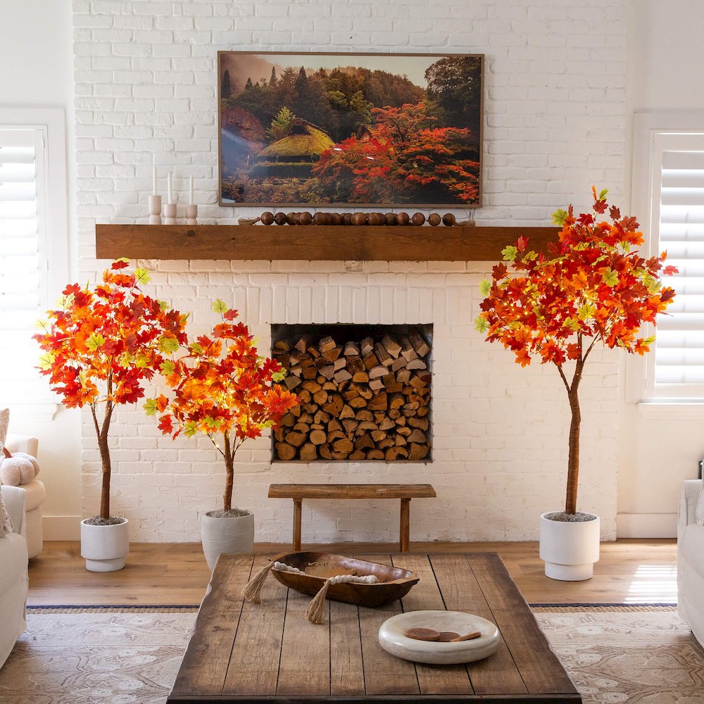 5ft. Pre-Lit Shades of Autumn Maple Artificial Fall Tree with 270 LED Lights. Picture 10