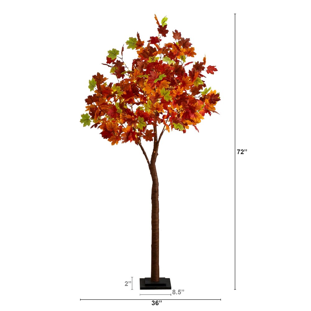 6ft. Pre-Lit Shades of Autumn Maple Artificial Fall Tree with 360 LED Lights. Picture 11