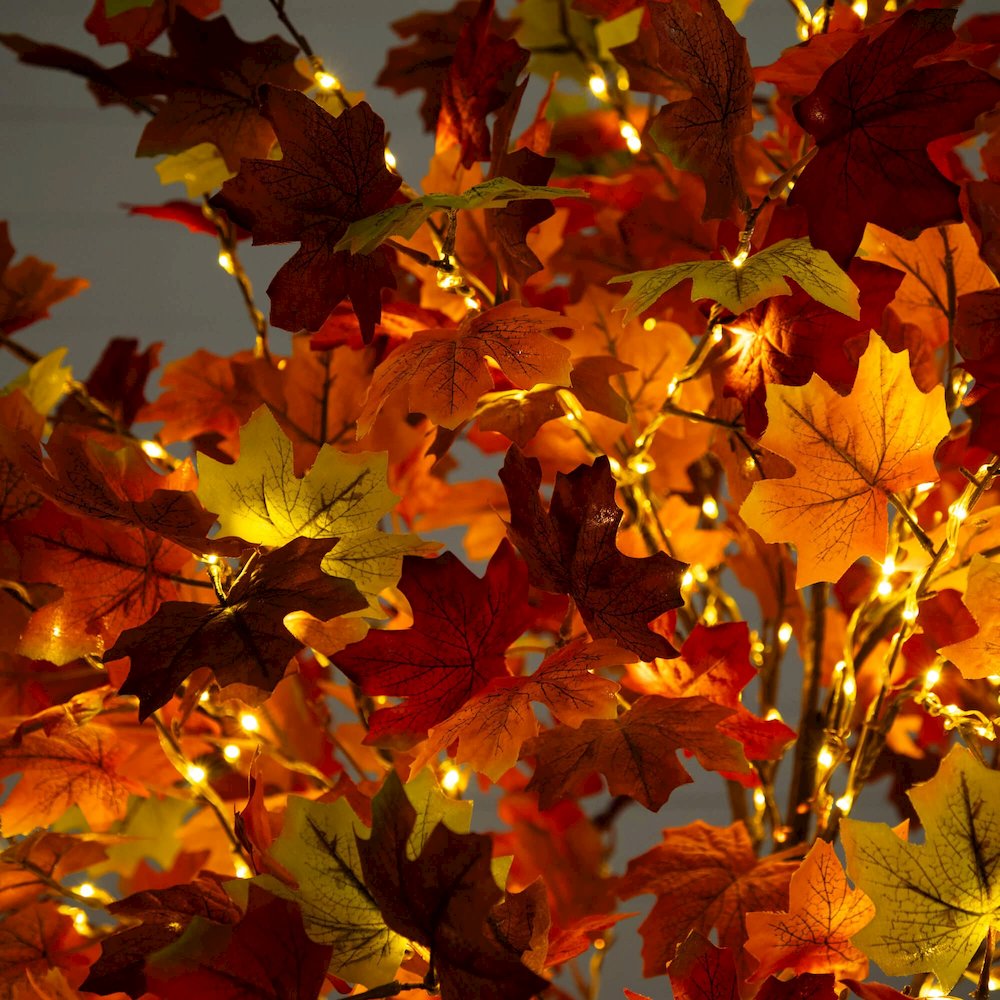 6ft. Pre-Lit Shades of Autumn Maple Artificial Fall Tree with 360 LED Lights. Picture 7