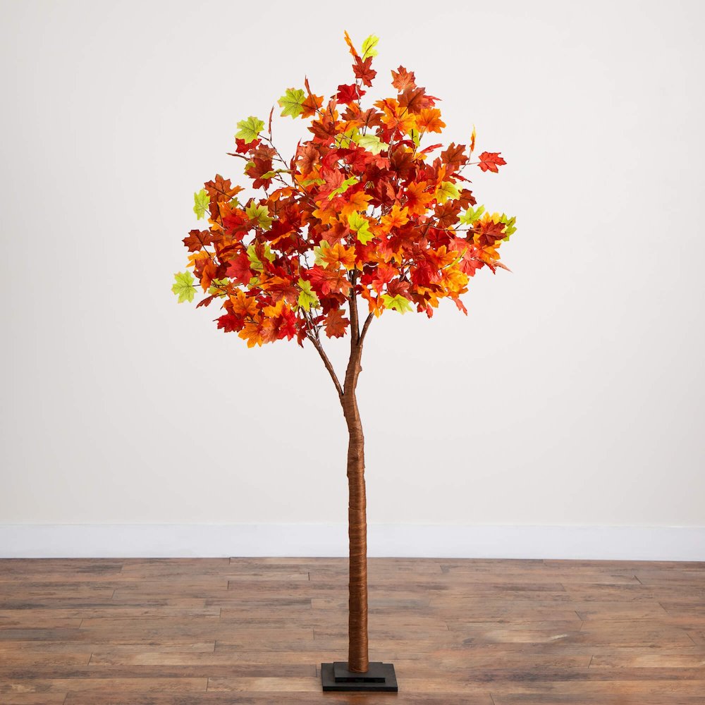 6ft. Pre-Lit Shades of Autumn Maple Artificial Fall Tree with 360 LED Lights. Picture 2