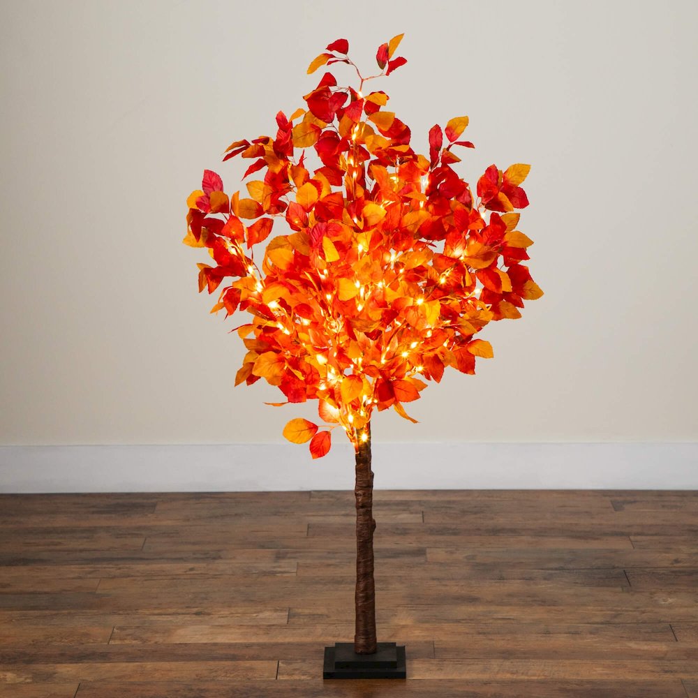 4ft. Pre-Lit Autumn Artificial Fall Tree with 160 Warm White LED Lights. Picture 9