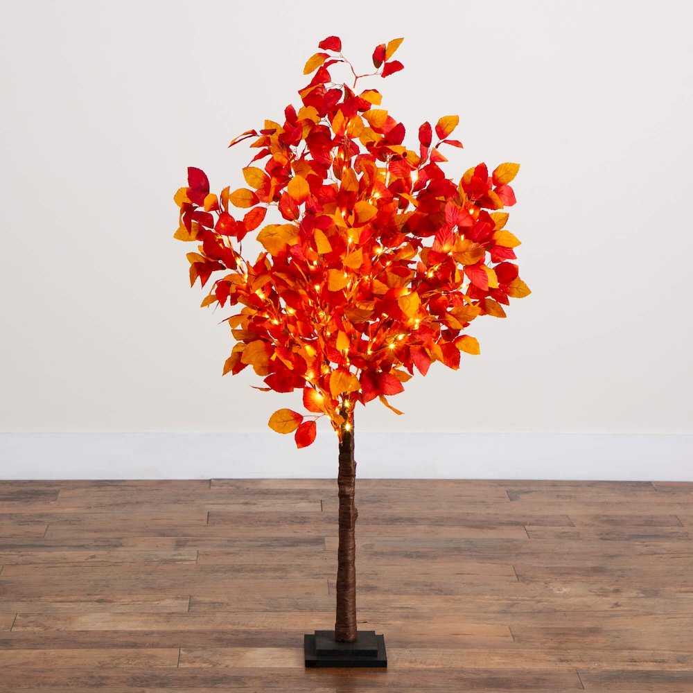 4ft. Pre-Lit Autumn Artificial Fall Tree with 160 Warm White LED Lights. Picture 5