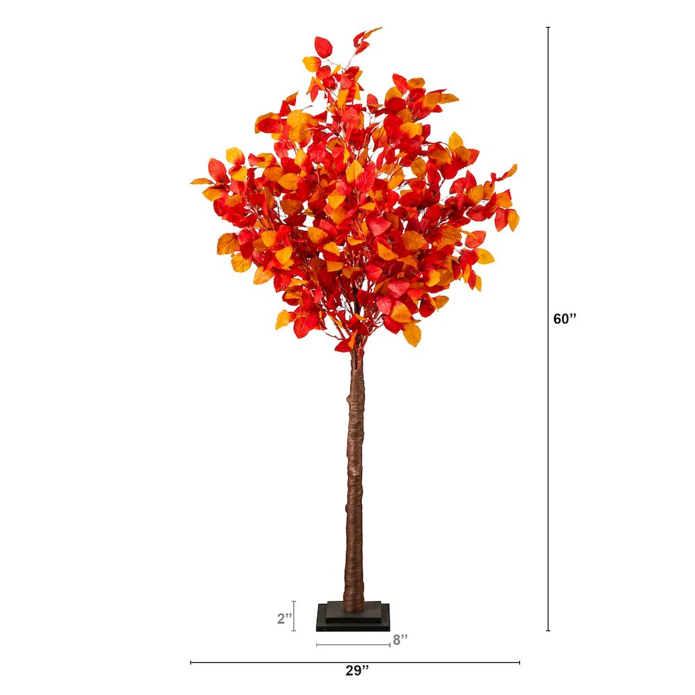 5ft. Pre-Lit Autumn Artificial Fall Tree with 200 Warm White LED Lights. Picture 11