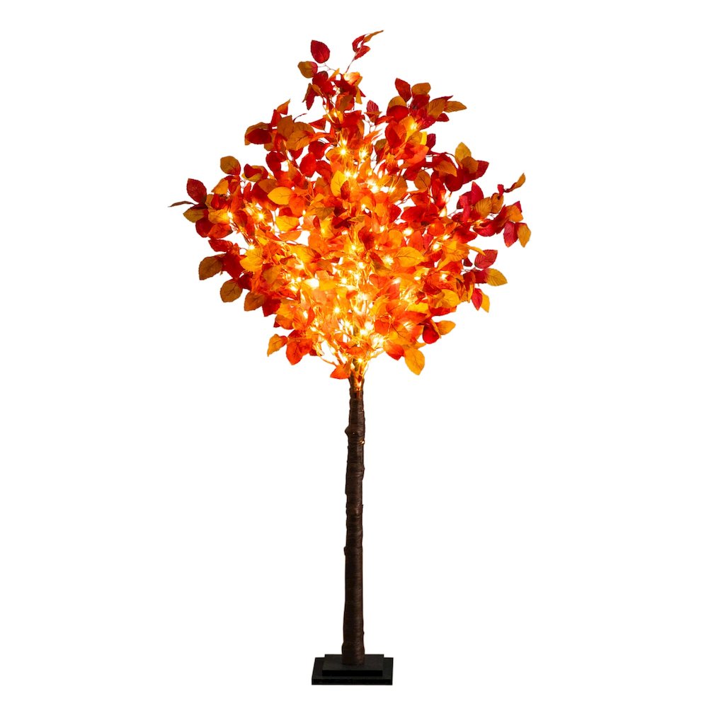 5ft. Pre-Lit Autumn Artificial Fall Tree with 200 Warm White LED Lights. Picture 8