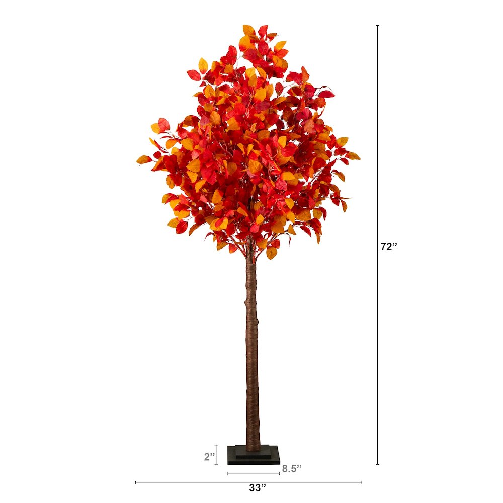 6ft. Pre-Lit Autumn Artificial Fall Tree with 300 Warm White LED Lights. Picture 1