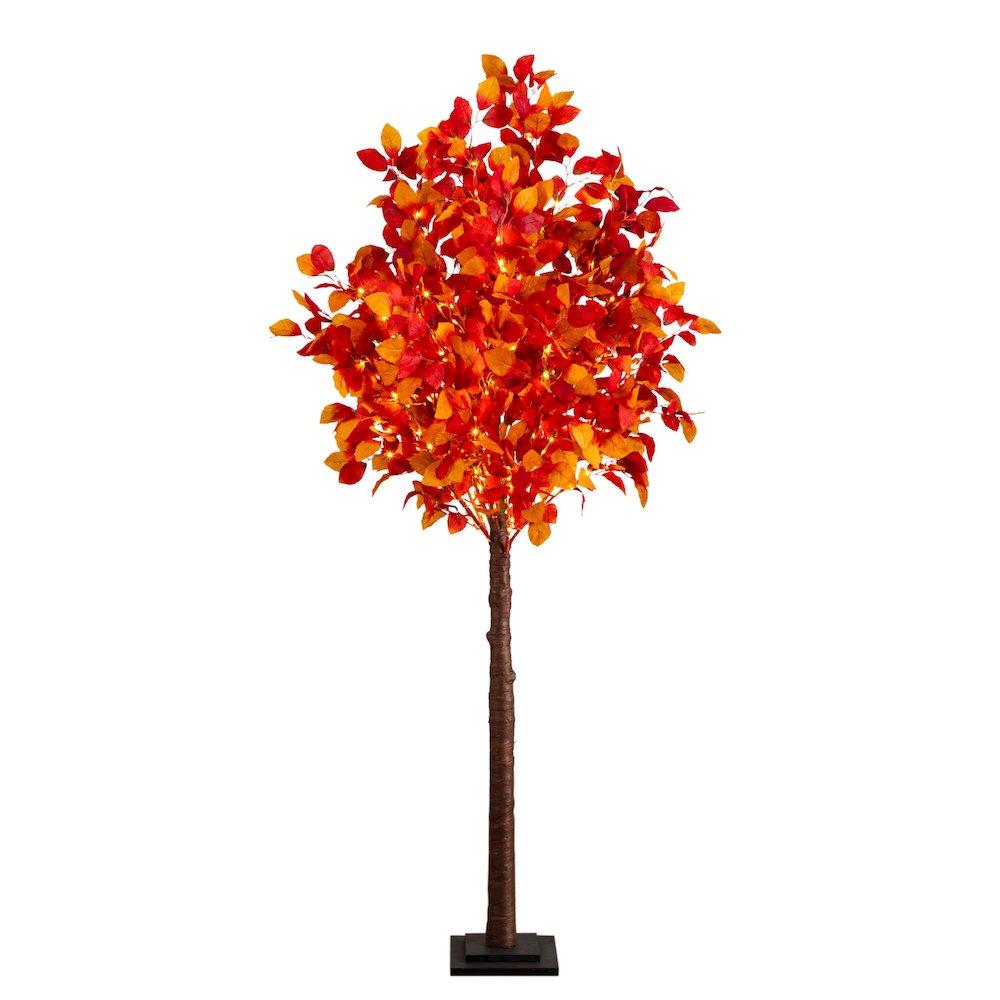 6ft. Pre-Lit Autumn Artificial Fall Tree with 300 Warm White LED Lights. Picture 4