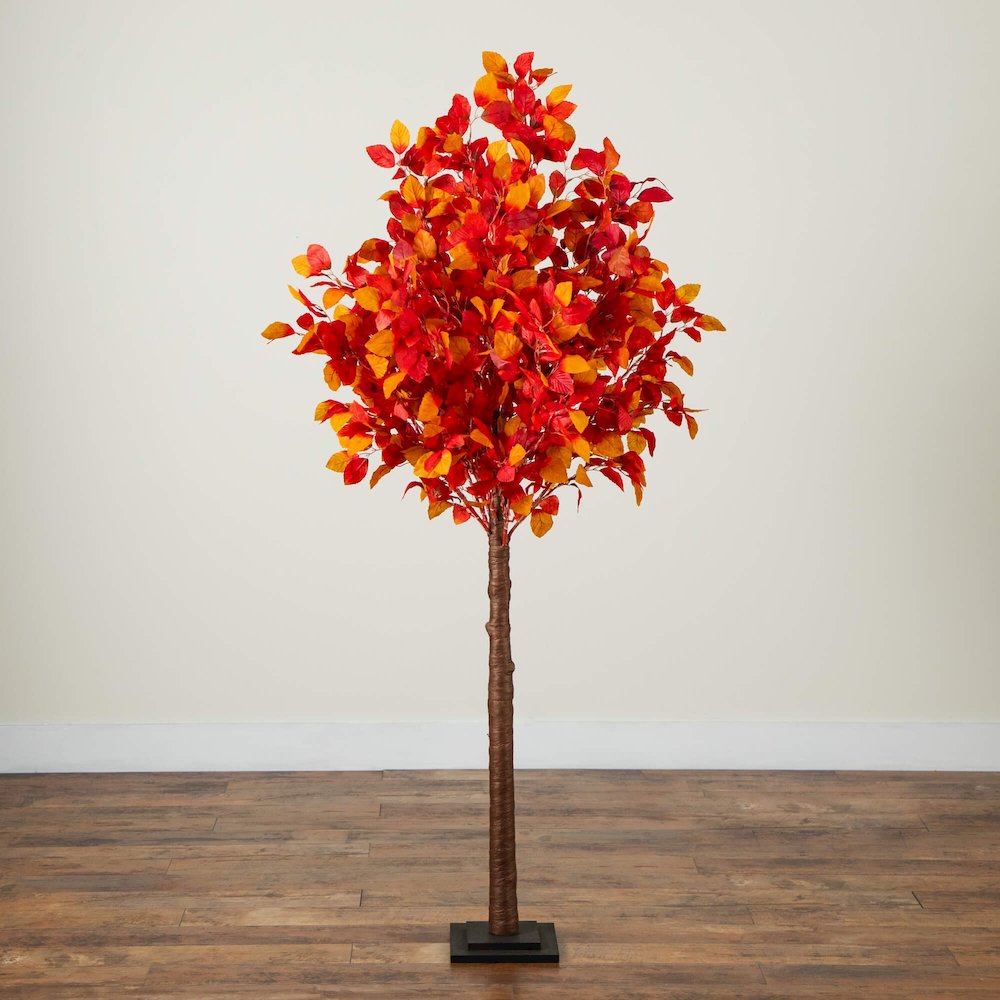 6ft. Pre-Lit Autumn Artificial Fall Tree with 300 Warm White LED Lights. Picture 6
