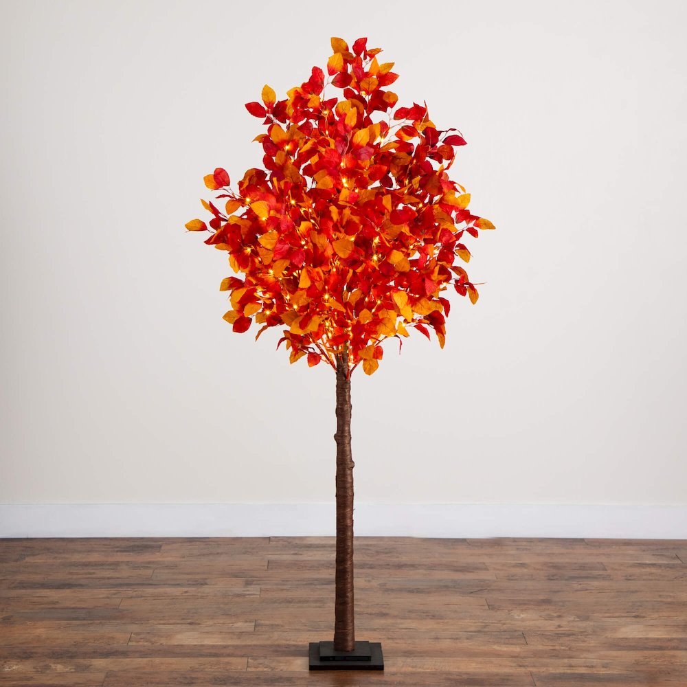 6ft. Pre-Lit Autumn Artificial Fall Tree with 300 Warm White LED Lights. Picture 2