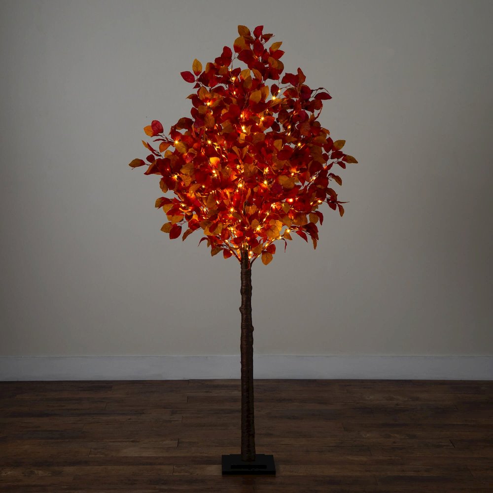 6ft. Pre-Lit Autumn Artificial Fall Tree with 300 Warm White LED Lights. Picture 3