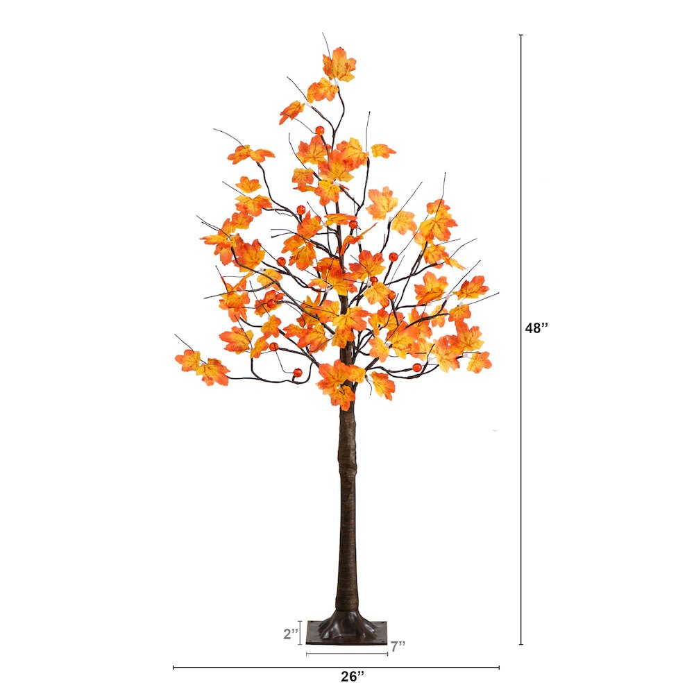 4ft. Pre-Lit Minimalist Autumn Maple Artificial Fall Tree with 56 LED Lights. Picture 11