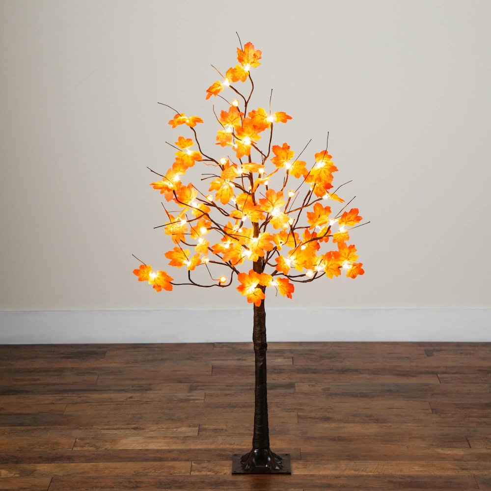4ft. Pre-Lit Minimalist Autumn Maple Artificial Fall Tree with 56 LED Lights. Picture 3