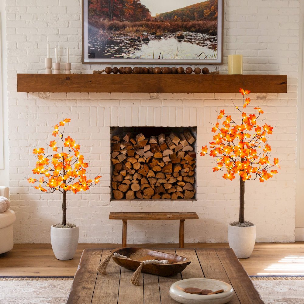 4ft. Pre-Lit Minimalist Autumn Maple Artificial Fall Tree with 56 LED Lights. Picture 7